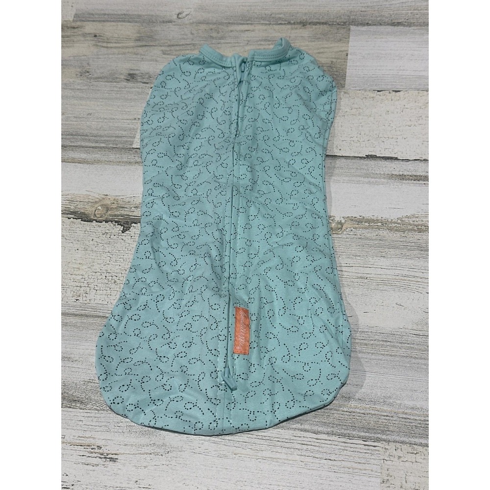 SwaddleMe Pod Sleep Sack Kids 0-3M Mint Green Cotton Spandex Zip Swaddle EUC